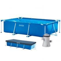 Piscina Estrutural Retangular Litros Pvc Armação + Filtro 110v + Capa Intex
