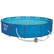 Piscina Estrutural Steel Pro Max com Filtro 330Gl 366x76cm Azul - Bestway Piscina Estrutural Steel Pro Max com Filtro 330Gl 366x76cm Azul - Bestway