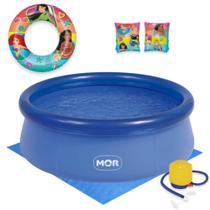 Piscina Infantil 1000 Litros Mor Inflavel + Mini Bomba Manual + Forro + Boias Princesas Disney