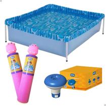 Piscina Infantil 400L Mor + 2 Lança Agua +Flutuador p/ Cloro