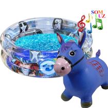 Piscina Infantil 70 Litros Avengers Herois Azul Menino Bebe Banheira h70 Cavalinho Musical Pula Pula Upa