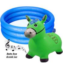 Piscina Infantil Grande 130 Litros Azul Menino Banheira Bebe a13 Inflável Cavalinho Musical Pula Pula Verde - Zippy Toys