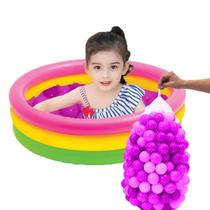 Piscina Infantil Inflável 140L Colorida 3 Anéis + 100 Bolinhas