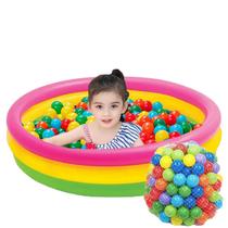 Piscina Infantil Inflável 140L Colorida 3 Anéis+ 50 Bolinhas