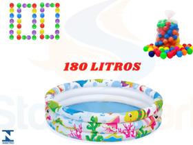 Piscina Infantil Inflável 180 Litros Colorida + 100 Bolinhas