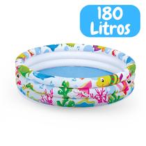 Piscina Infantil Inflável 180 Litros Colorida Peixes Praia Verão Fundo Do Mar