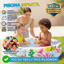 Piscina Infantil Inflável 180 Litros Redonda Colorida Banheira Bebê Criança Verão Praia Quintal