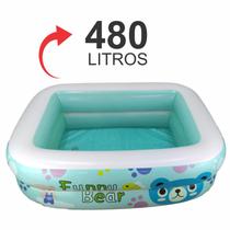 Piscina Infantil Inflável de Plástico Para Crianças 480 Litros 150x100x32cm Retangular Verde - PISCINA INFANTIL INFLÁVEL ELITE