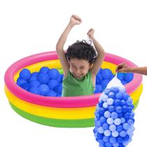 Piscina Infantil Inflável Redonda 140L Colorida 3 Anéis + 100 Bolinhas