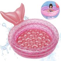 Piscina Infantil Inflável Redonda Bebê Menina Sereia 85L Rosa