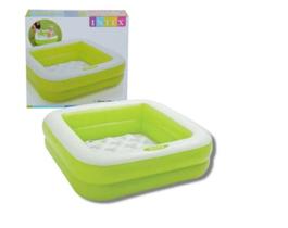 Piscina infantil quadrada verde 57 litros fundo inflável intex