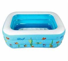 Piscina Infantil Retangular 2 Anéis 120cm inflável Azul