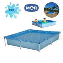 Piscina Infantil Retangular Reforçada Em Lona Azul PVC 1500 Litros