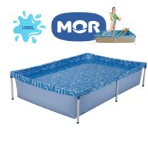 Piscina Infantil Retangular Reforçada Lona Em Pvc 1000 Litros Mor Azul