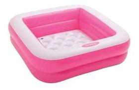 Piscina Infantil Rosa Quadrada Inflável 57 Litros Intex