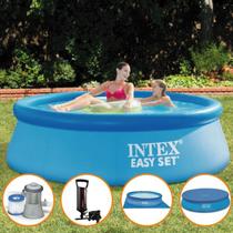 Piscina Inflável 2.419L + Filtro + Capa + Bomba + Forro - Intex