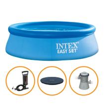 Piscina Inflável Easy Set 3.077 Litros Com Bomba + Capa + Bomba Filtrante Intex