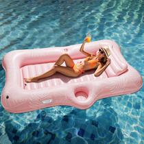 Piscina inflável Float Lounge HeySplash com porta-copos rosa