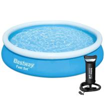Piscina Inflável Grande Circular Fast Set 5.377L + Bomba Manual Bestway