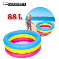 Piscina Inflável Infantil 88L 3 Anéis Bebê Criança Praia Quintal Verão