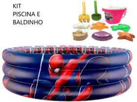 Piscina Inflável Infantil Homem Aranha 100 Litros Redonda E Baldinho Praia