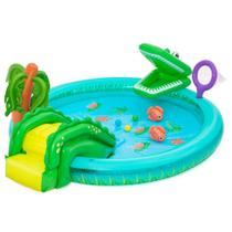 Piscina Inflável Infantil Playground Crocodilo 210 Litros com 6 Acessórios Bestway