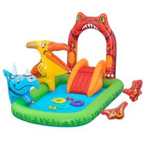 Piscina Inflável Infantil Playground Dinossauro 190 Litros Bestway com Escorregador, Jogos e Acessorios
