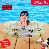 Piscina Inflavel Infantil Redonda 2 Aneis 70 Litros Mickey Oficial Disney