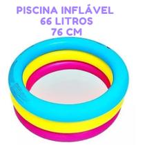 Piscina Inflavel Infantil Redonda 3 Anéis 66 litros -76 cm