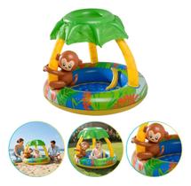 Piscina Inflável Infantil Redonda Com Cobertura Macaquinho 53l - Wellmix Piscina Inflável Infantil Redonda Com Cobertura Macaquinho 53l - Wellmix
