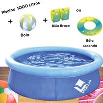 Piscina Inflavel Infantil Rendonda 1000 Litros + Kit Bola Inflavel + Boia Inflavel Vollo