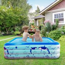 Piscina Inflável Infantil Retangular 300 Litros P/ Crianças e Pets Em PVC Resistente Piscina Inflável Infantil Retangular 300 Litros P/ Crianças e Pets Em PVC Resistente