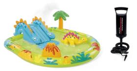 Piscina Inflável Intex Parque dos Dinossauros 143 Litros Escorregador Infantil 57166 COM BOMBA DE INFLAR