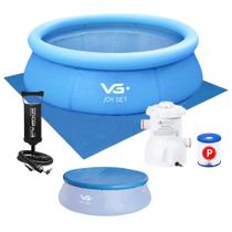 Piscina Inflável Joy Set 2490 L Circular 240 cm com Capa Filtro Bomba Forro VG Plus