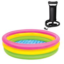 Piscina inflável redonda intex 275l com fundo inflado 147x33cm + bomba de ar manual