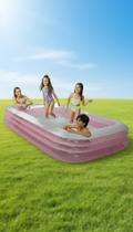 Piscina Inflável Retangular 3000 Litros Rosa Piscina Inflável Retangular 3000 Litros Rosa