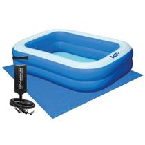 Piscina Inflável Retangular Azul 302 Litros 150 cm Com Bomba e Forro PVC VG+
