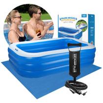Piscina Inflável Retangular Azul 712 Litros 210 Cm Pvc com Bomba e Forro Vg+