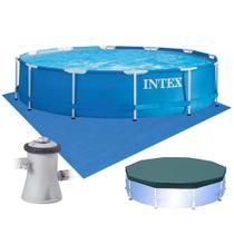 Piscina Intex 4.485 Litros Estrutural Azul Capa Bomba Filtrante Forro Piscina Intex 4.485 Litros Estrutural Azul Capa Bomba Filtrante Forro
