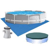 Piscina Intex 4.485 Litros Estrutural Prism Cinza Capa Bomba e Forro Piscina Intex 4.485 Litros Estrutural Prism Cinza Capa Bomba e Forro
