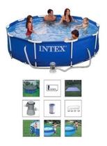 Piscina Intex 4485 Litros Standard com Bomba Filtro 3785 LH 220v Capa Forro Kit de Limpeza e Escada