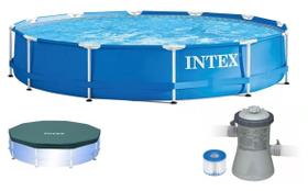 Piscina Intex 5000 litros estrutural com Bomba Filtro 110v e CAPA