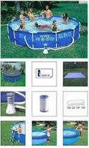 Piscina Intex 6503 Litros com Bomba Filtrante 2006 LH 220v + CAPA + FORRO + KIT DE LIMPEZA + ESCADA