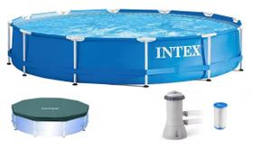 Piscina Intex 7000 litros estrutural com Bomba Filtro 110v e CAPA