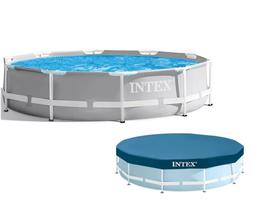 Piscina Intex 7000 litros estrutural PRISM Cinza Standard com CAPA
