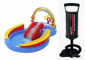 Piscina Intex Playground Arco Íris 227 Litros Infantil Tobogã 57453 com Bomba de Inflar