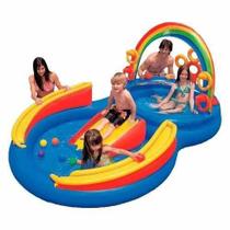 Piscina Intex Playground Arco Íris 227 Litros Infantil Tobogã 57453