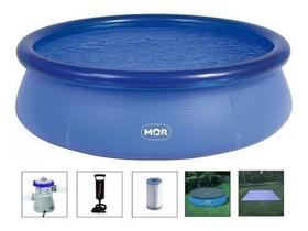 Piscina Mor 2400 Litros Inflável com Bomba Filtro 220v Bomba de Inflar Capa e Forro Piscina Mor 2400 Litros Inflável com Bomba Filtro 220v Bomba de Inflar Capa e Forro
