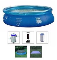 Piscina Mor 3400 Litros Inflável com Bomba Filtro 110v Bomba de Inflar Capa e Forro