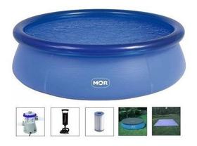 Piscina Mor 4600 Litros com Bomba Filtro 220v Bomba de Inflar Capa e Forro